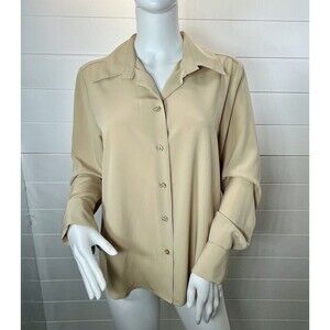 Notations Y2K NWT Button Up Shirt Blouse L Tan